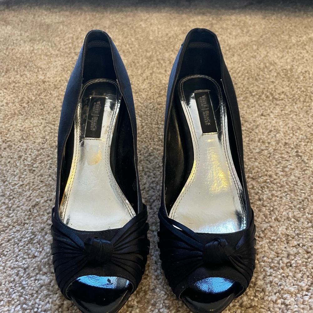 White House Black Market Black Peep-Toe Heels